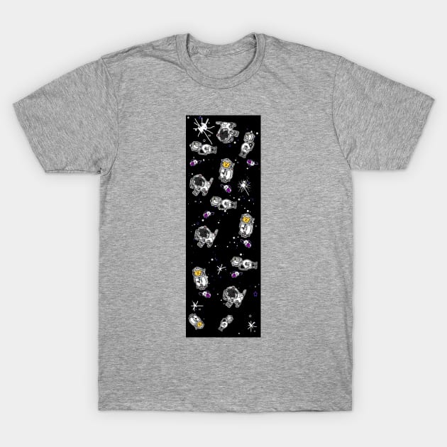 Sci Fi Astronaut Animals Floating In Tall Space T-Shirt by ellenhenryart